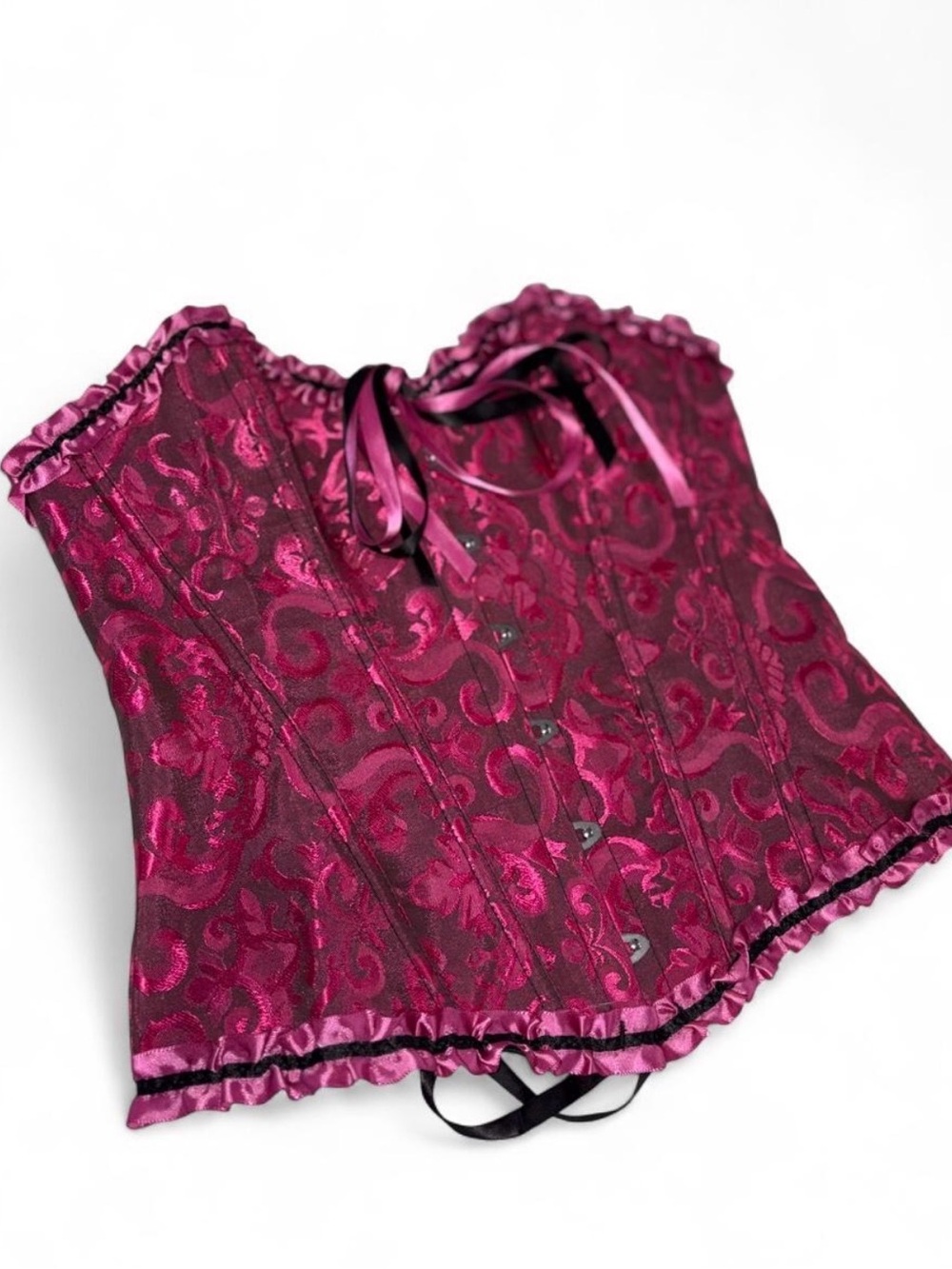 Women's fuchsia Floral Brocade Corset Top size Medium
